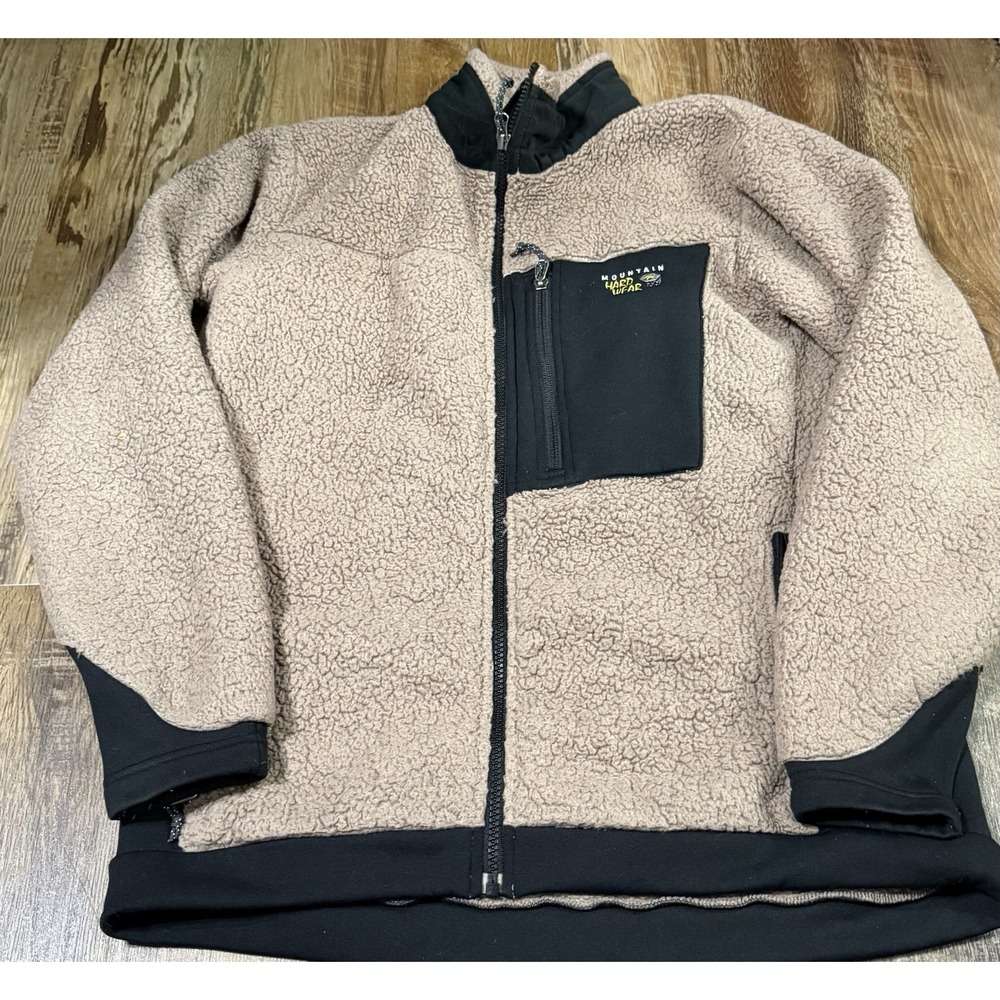 Mountain Hardwear Monkey Fleece Jacket Womens Large Brown Black Deep Pile